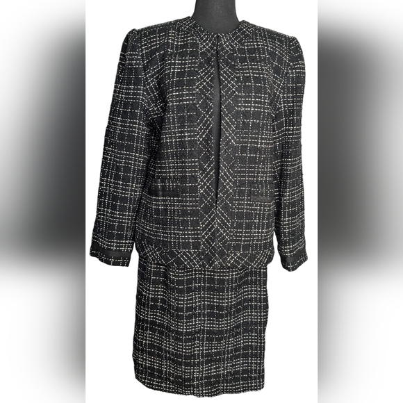 Karen Scott Tweed Black Sport Blazer Jacket Sz Women's 10 Acrylic Metallic Lined - Picture 5 of 15